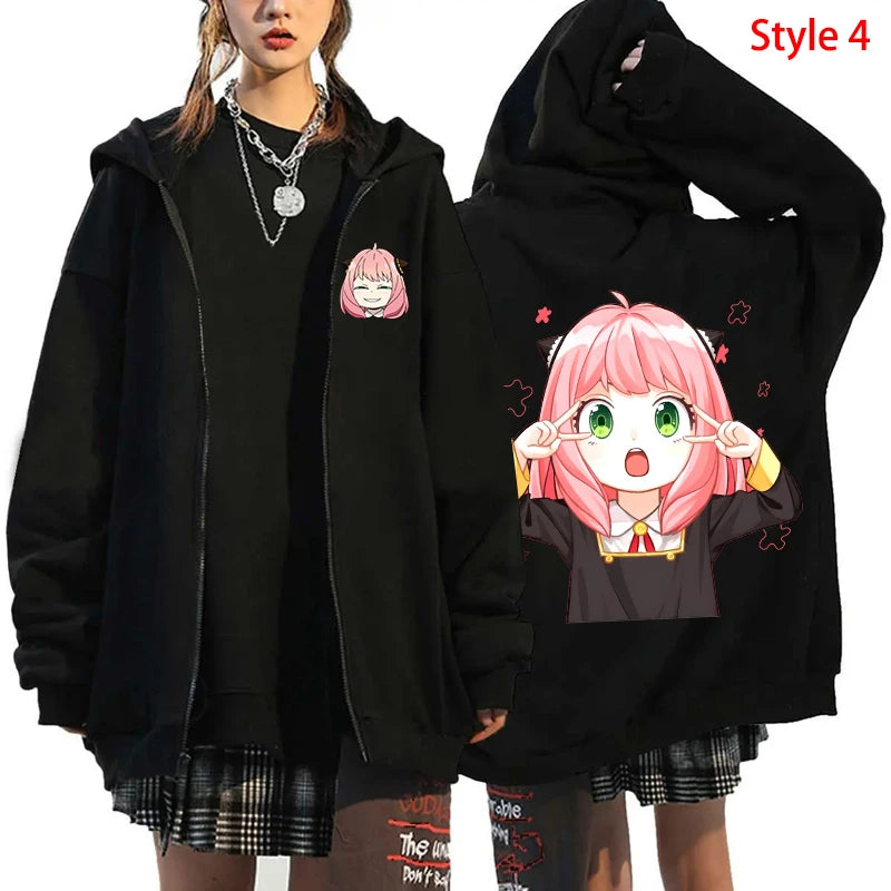 New Anime Anya Forger Printed Zipper Hooded