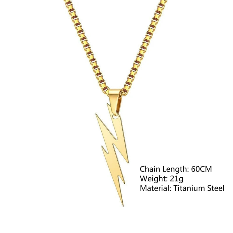 Fashion Stainless Steel Men's and Women's Lightning Necklace