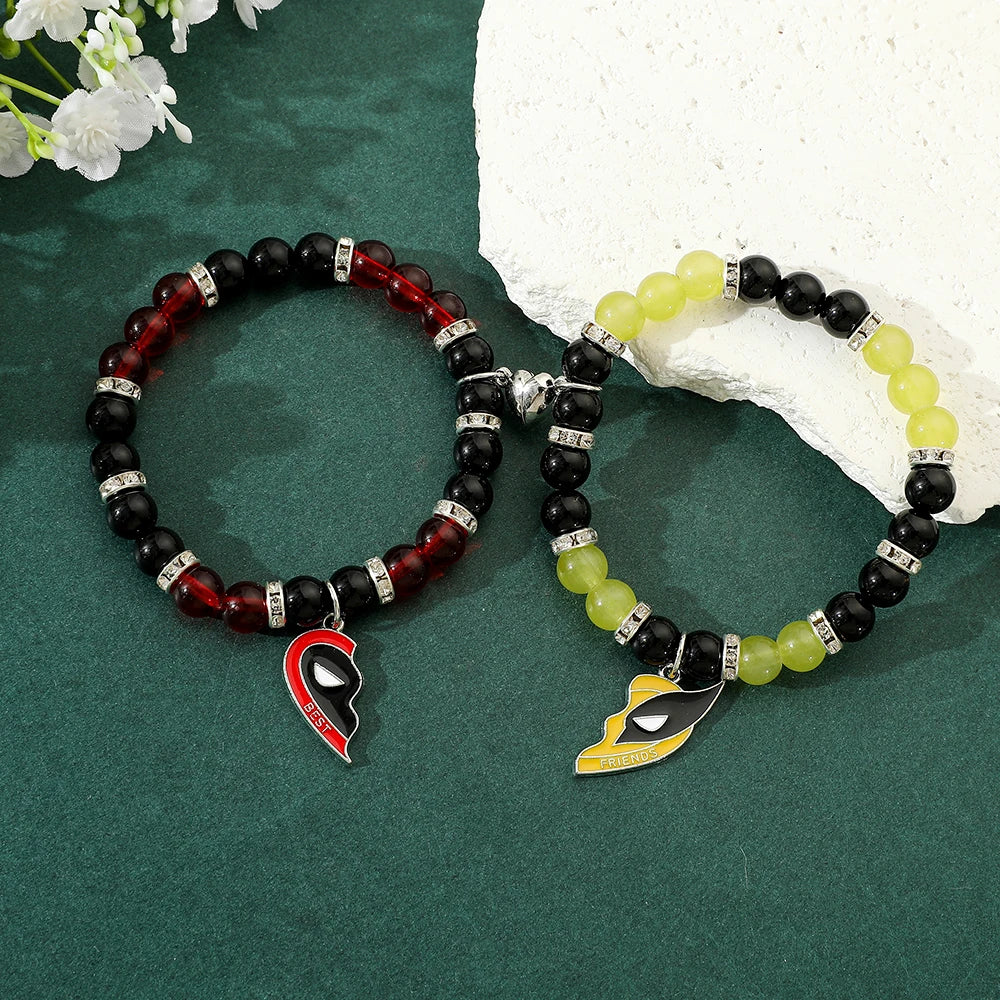 1pair Marvel Deadpool & Wolverine Bracelet Love Combination