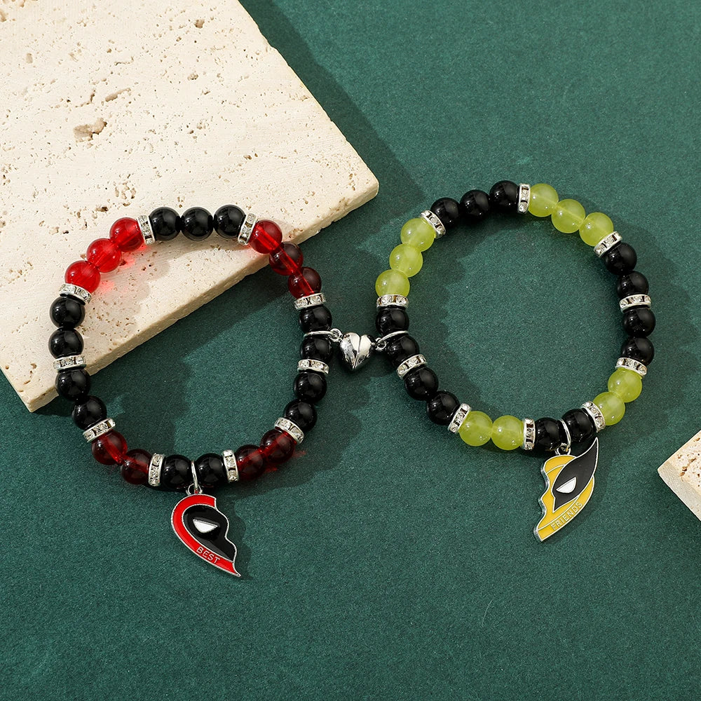 1pair Marvel Deadpool & Wolverine Bracelet Love Combination