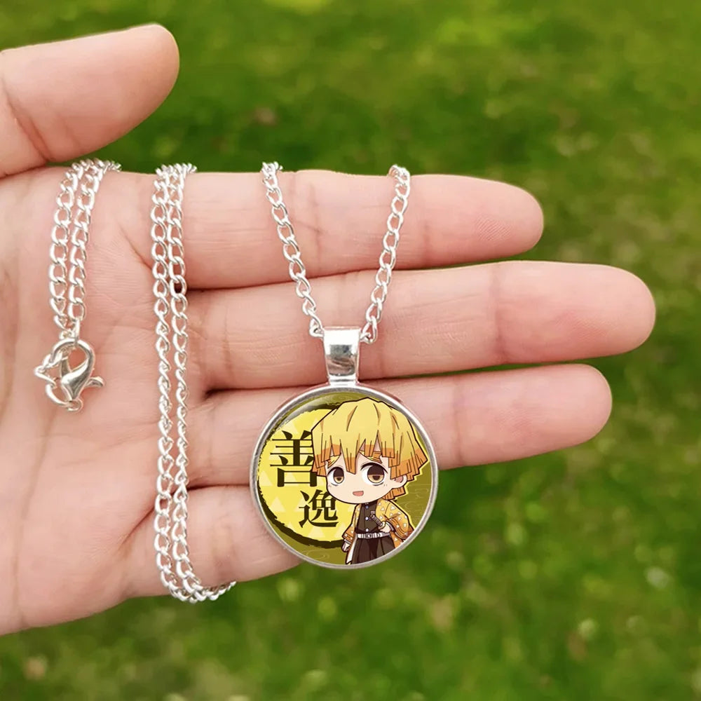 New Demon Slayer Necklace Glass Cabochon Pendant Anime Figure Cosplay Jewelry