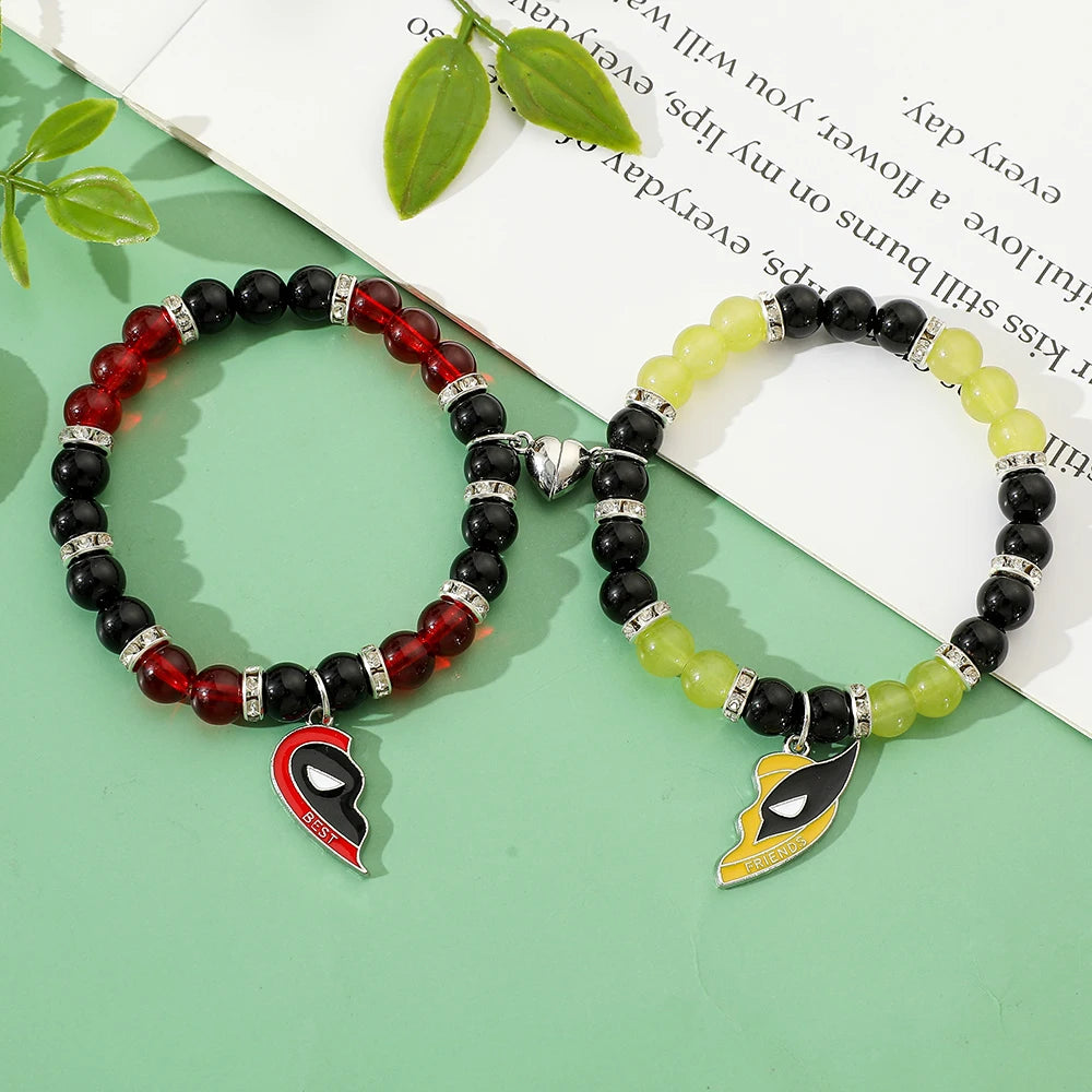 1pair Marvel Deadpool & Wolverine Bracelet Love Combination