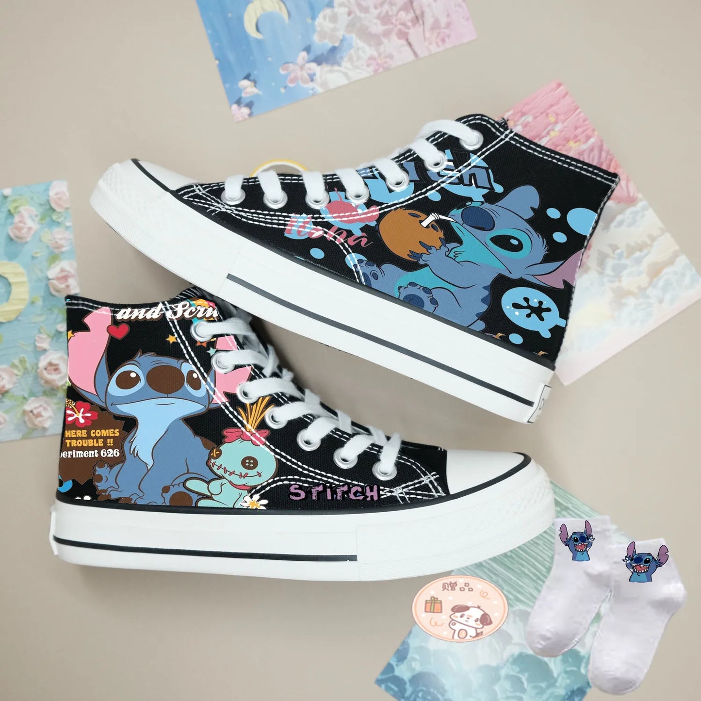 New Disney cartoon Lilo & Stitch Buzz Lightyear cute  Canvas Shoes