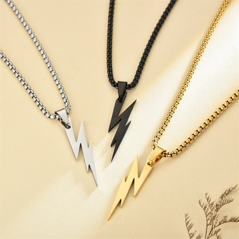 Fashion Stainless Steel Men's and Women's Lightning Necklace