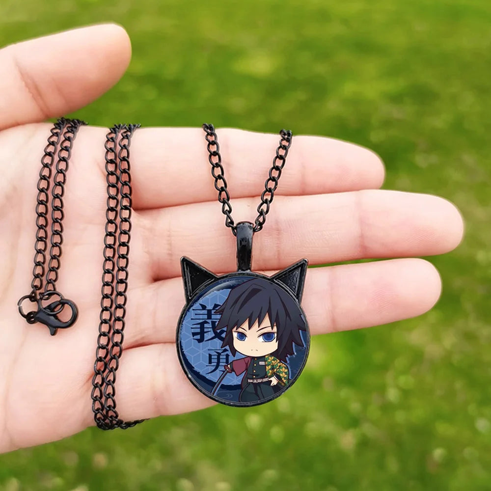 New Demon Slayer Necklace Glass Cabochon Pendant Anime Figure Cosplay Jewelry