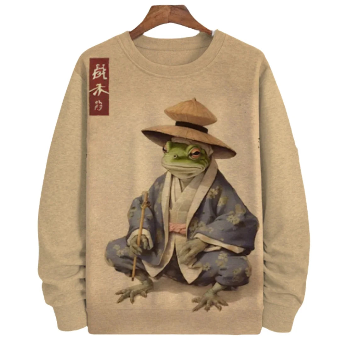 Japanese Style Frog Print Sweatshirt