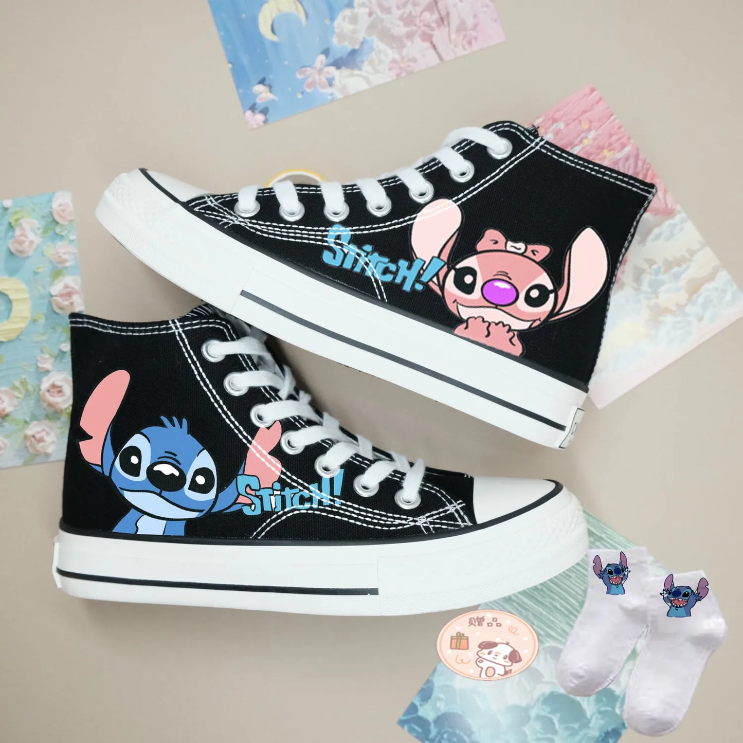 New Disney cartoon Lilo & Stitch Buzz Lightyear cute  Canvas Shoes