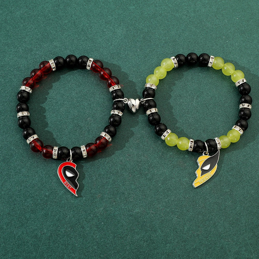 1pair Marvel Deadpool & Wolverine Bracelet Love Combination