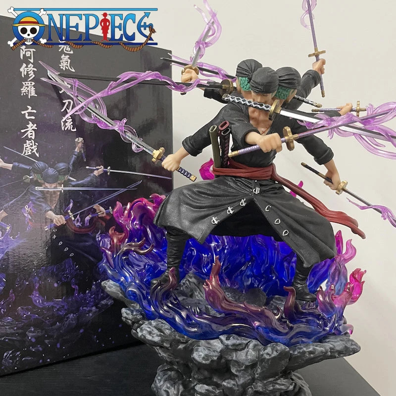 40cm Anime One Piece Zoro Figure Wano Onigashima 9 Swords Style Action Figurine