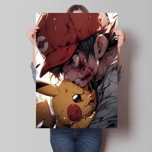 Pokemon Anime Figures Fight, Xiaozhi Anger Pikachu Painting