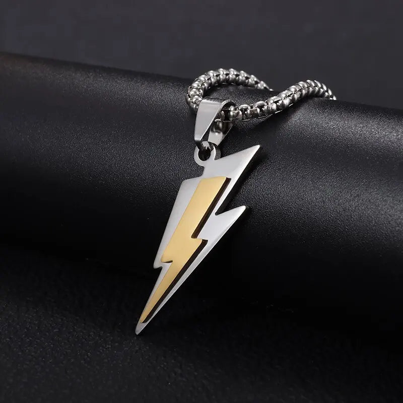 Stainless Steel Delicate Double Layer Lightning Pendant Necklace