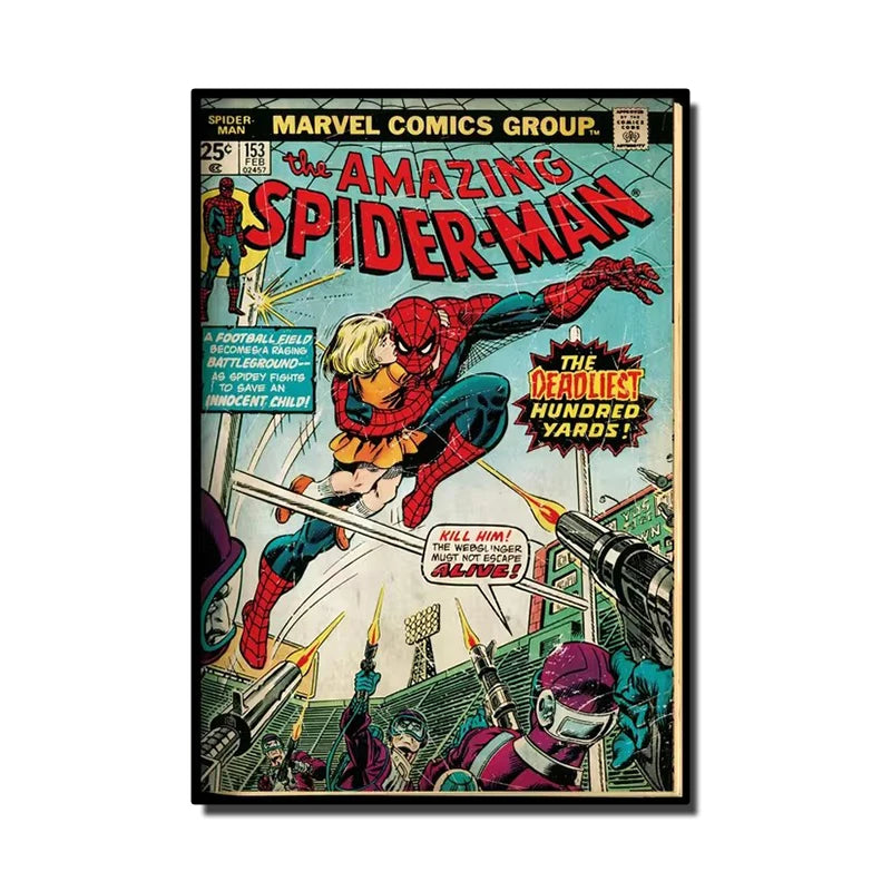 Retro Marvel Super Hero Decorative Painting Anime Spider Man Art Poster