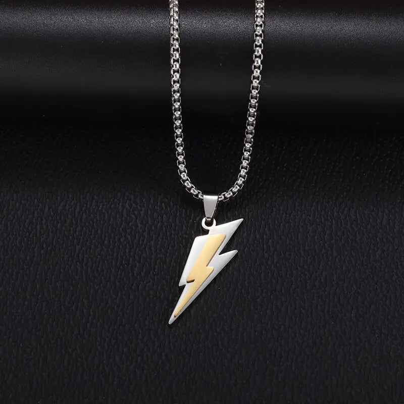 Stainless Steel Delicate Double Layer Lightning Pendant Necklace