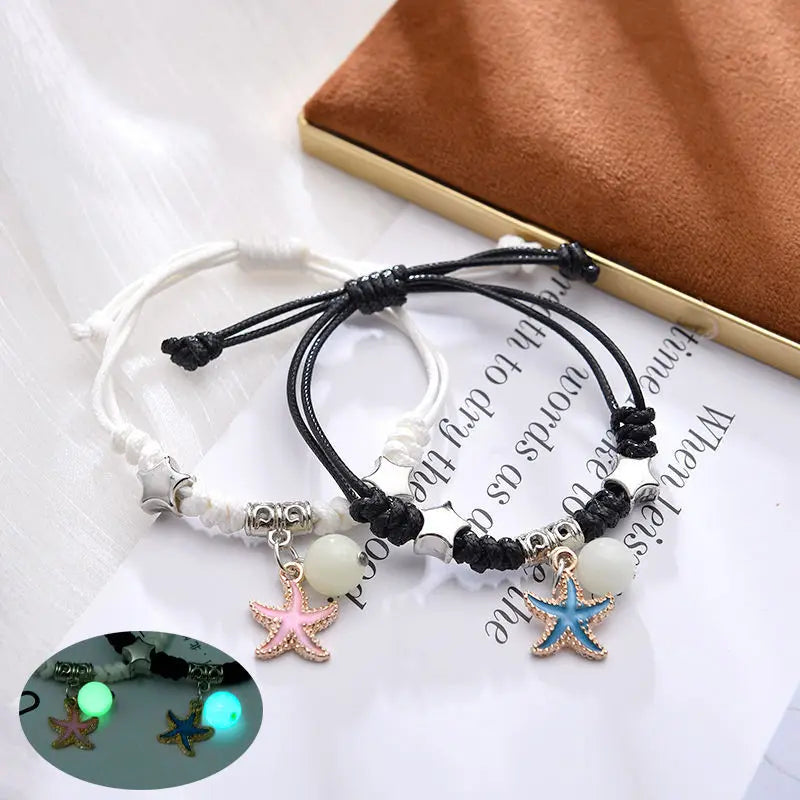 Fashion Luminous Beads Star Couple Bracelet