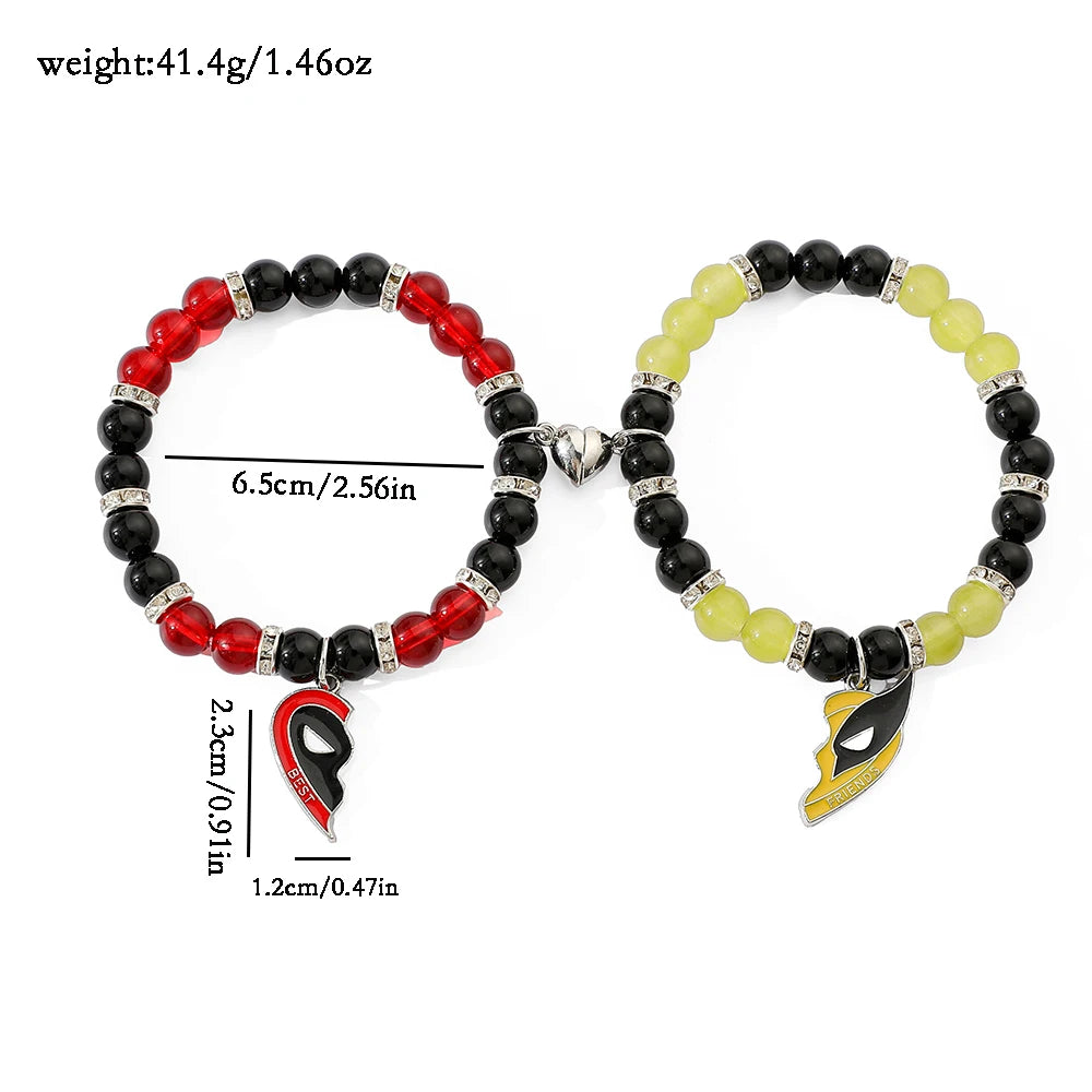 1pair Marvel Deadpool & Wolverine Bracelet Love Combination