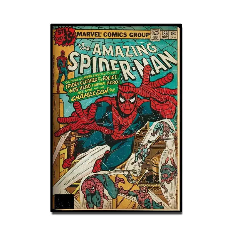 Retro Marvel Super Hero Decorative Painting Anime Spider Man Art Poster