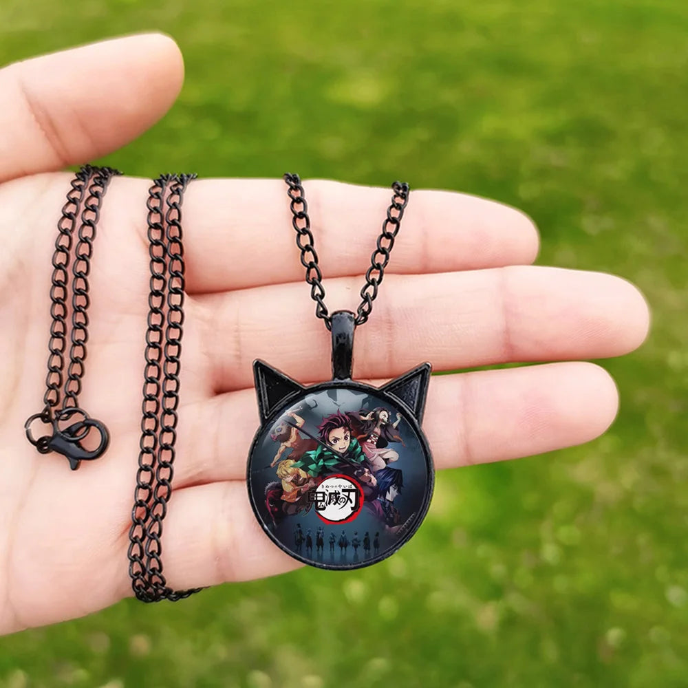 New Demon Slayer Necklace Glass Cabochon Pendant Anime Figure Cosplay Jewelry