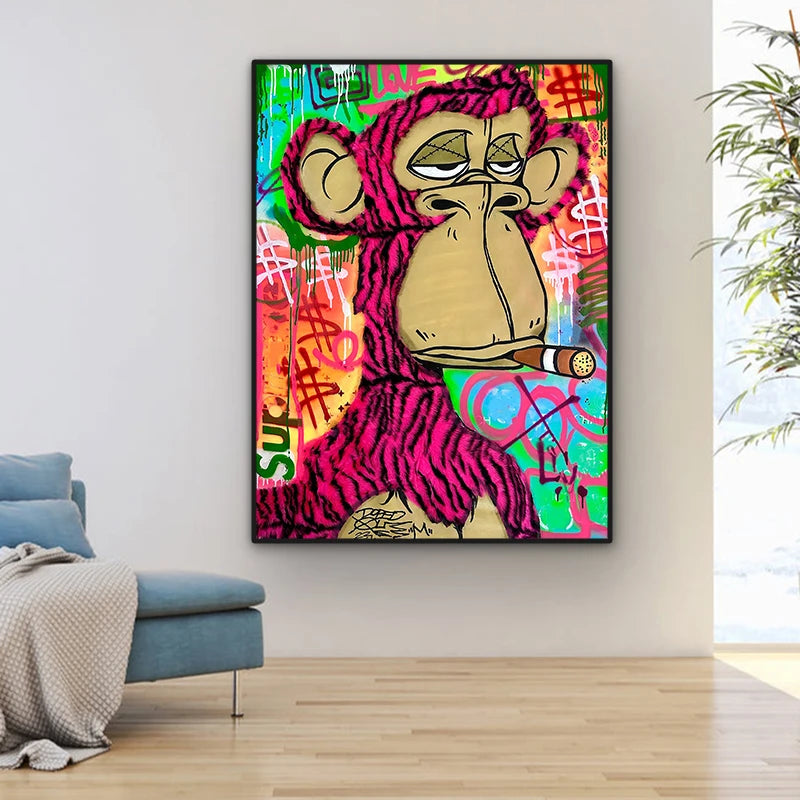 Bored Ape Poster Graffiti Pop Monkey Canvas Painting