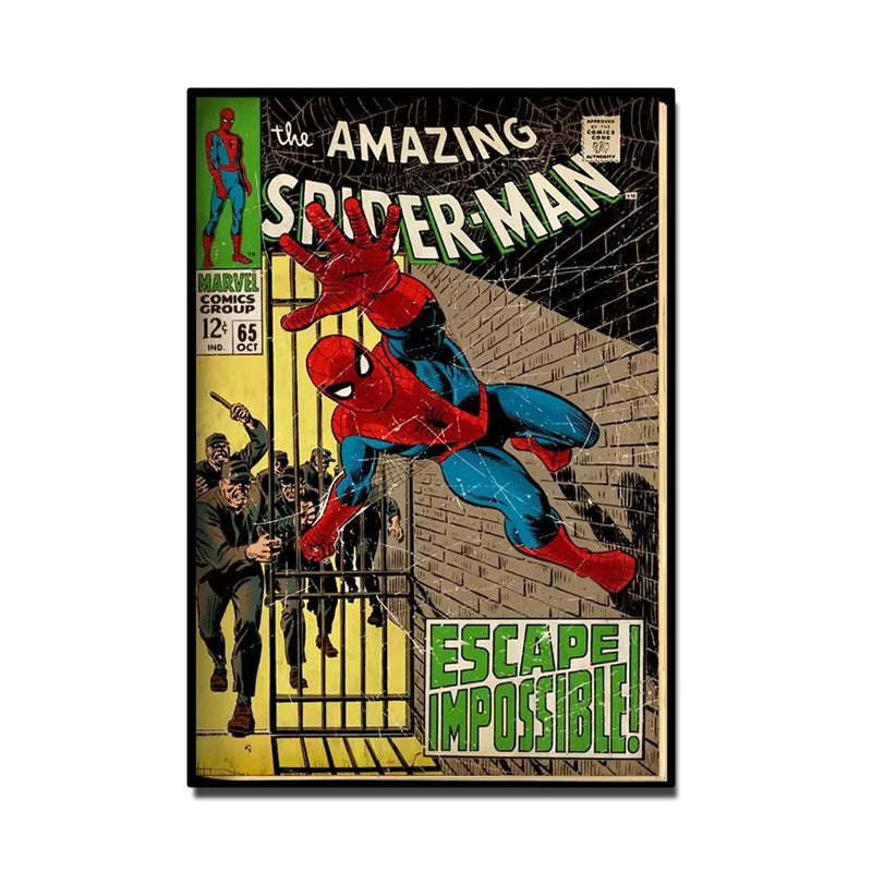 Retro Marvel Super Hero Decorative Painting Anime Spider Man Art Poster