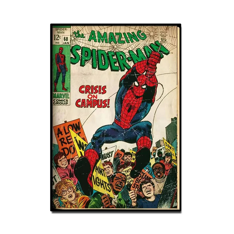 Retro Marvel Super Hero Decorative Painting Anime Spider Man Art Poster