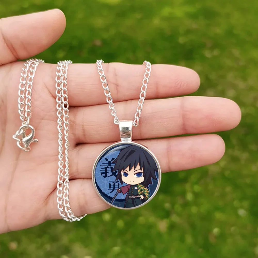 New Demon Slayer Necklace Glass Cabochon Pendant Anime Figure Cosplay Jewelry