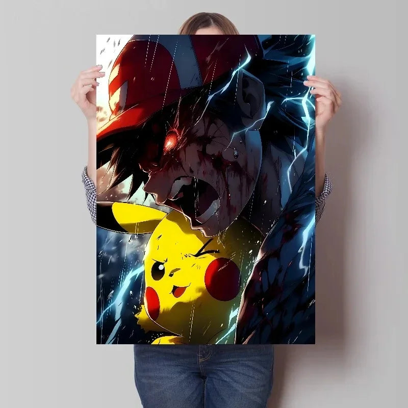 Pokemon Anime Figures Fight, Xiaozhi Anger Pikachu Painting