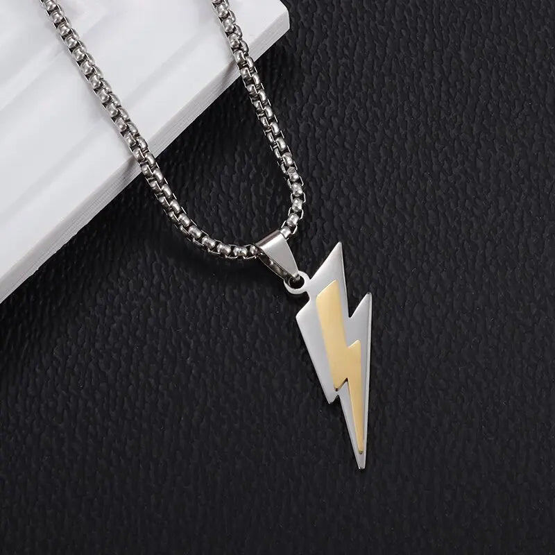 Stainless Steel Delicate Double Layer Lightning Pendant Necklace