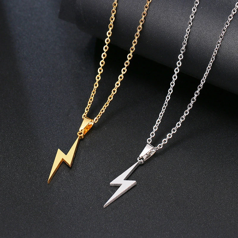 Fashion Stainless Steel Men's and Women's Lightning Necklace