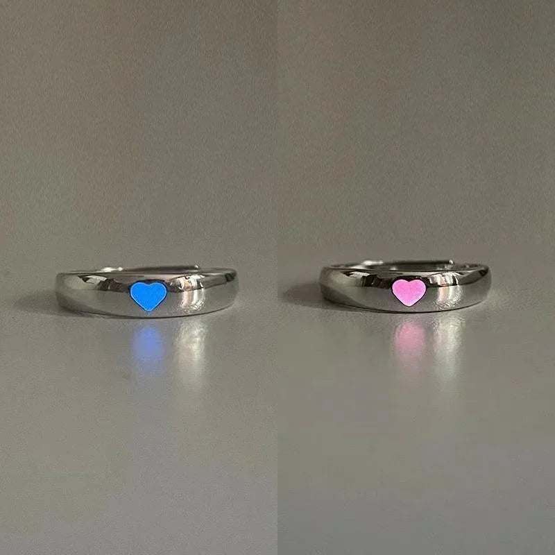 1/2PCS Luminous Love Heart Ring Glow In Dark Fashion