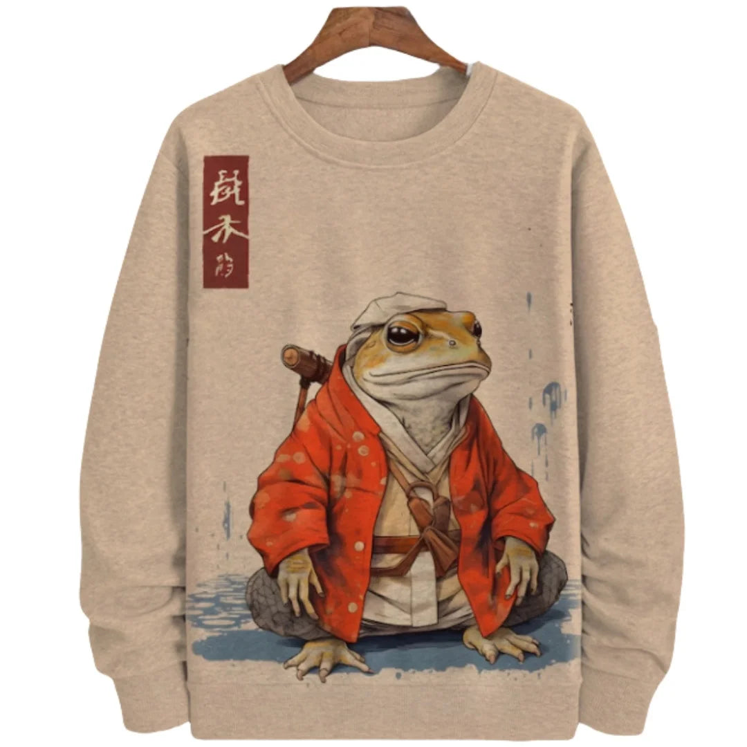 Japanese Style Frog Print Sweatshirt