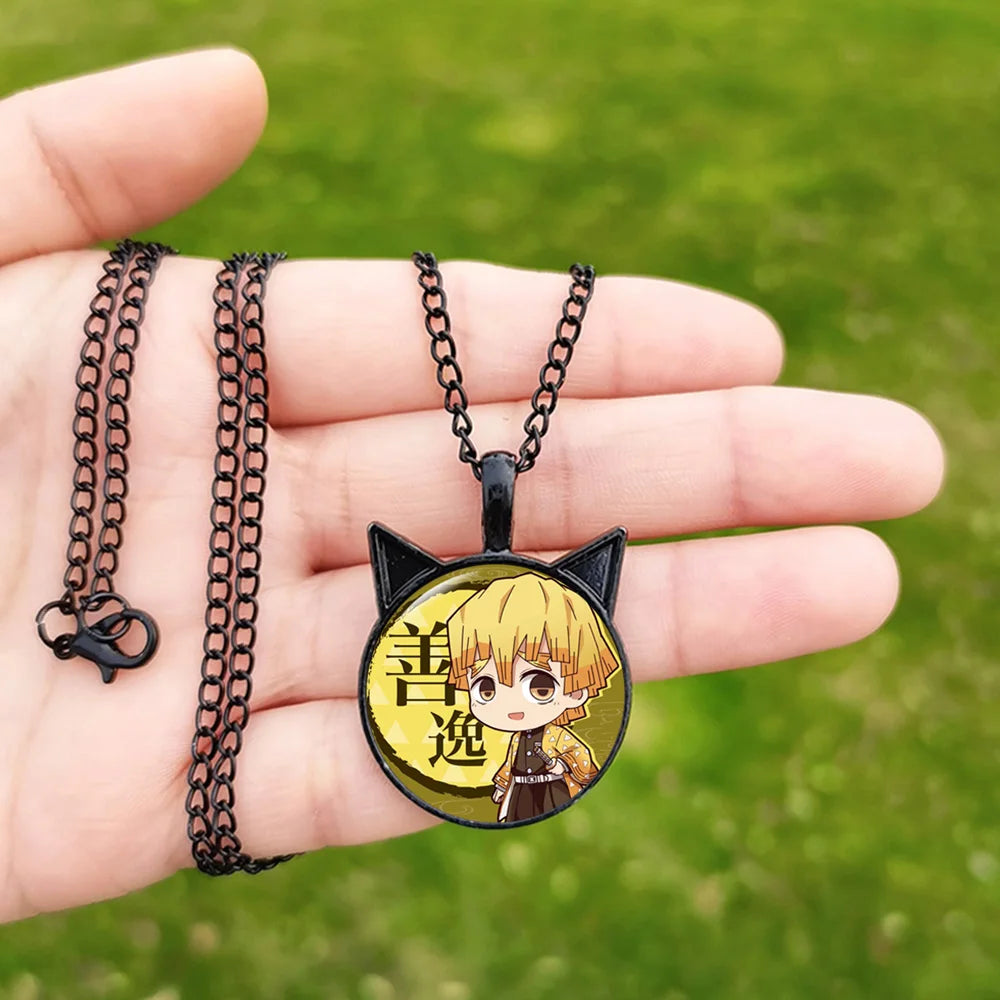 New Demon Slayer Necklace Glass Cabochon Pendant Anime Figure Cosplay Jewelry