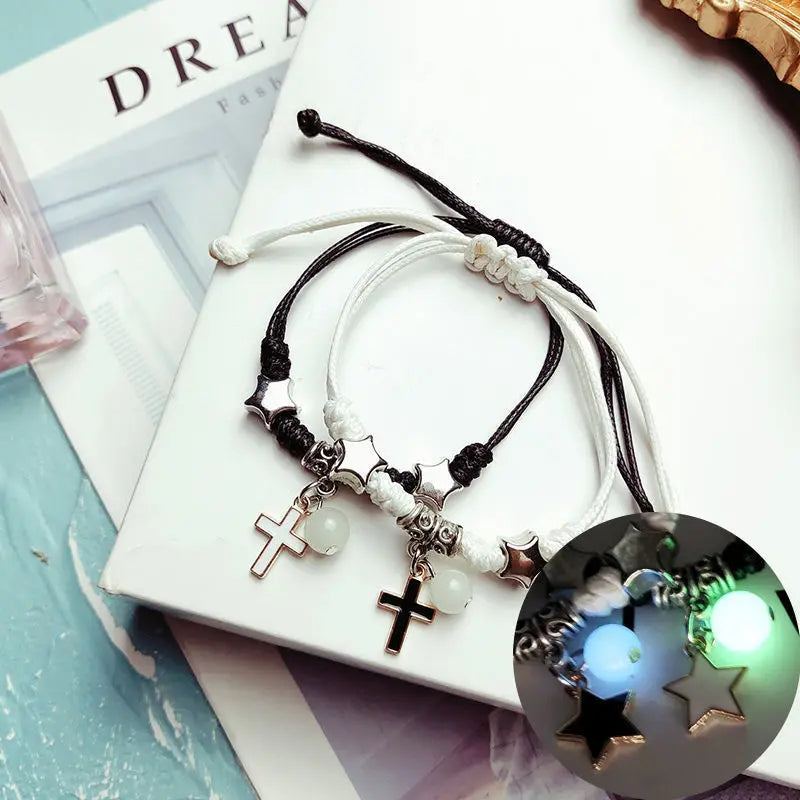 Fashion Luminous Beads Star Couple Bracelet