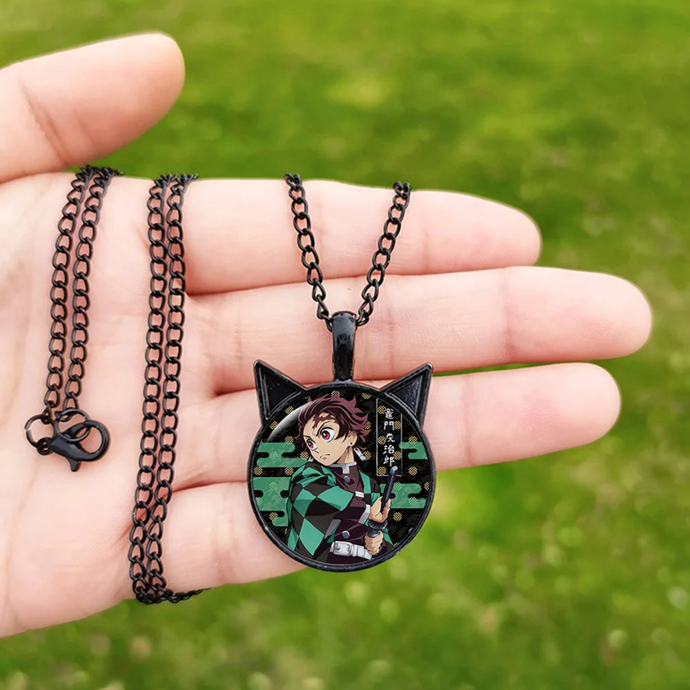 New Demon Slayer Necklace Glass Cabochon Pendant Anime Figure Cosplay Jewelry