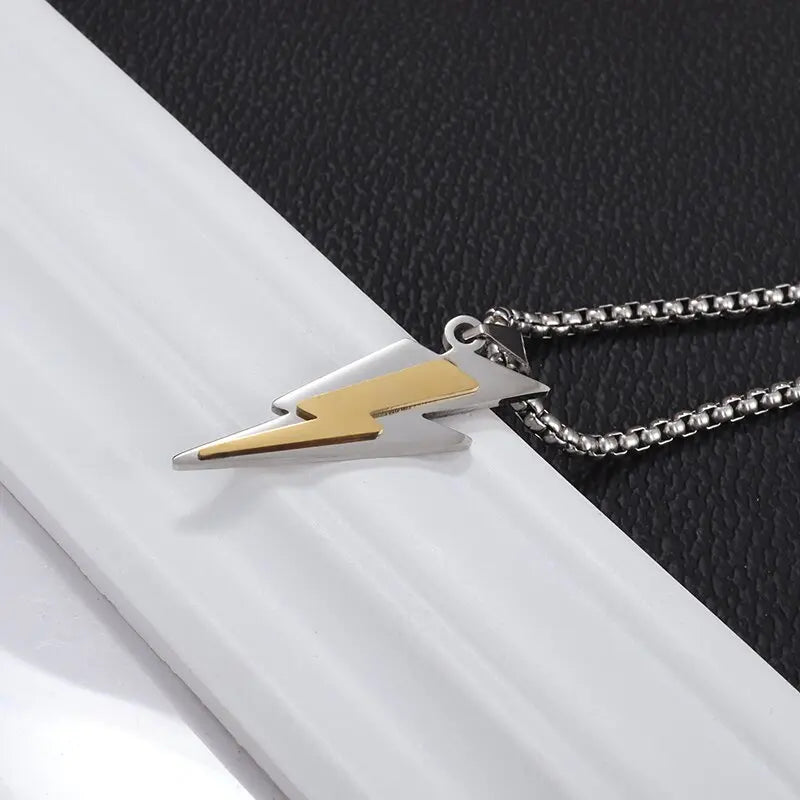 Stainless Steel Delicate Double Layer Lightning Pendant Necklace