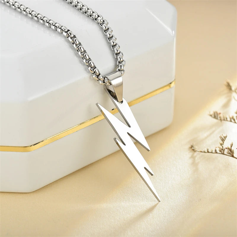 Fashion Stainless Steel Men's and Women's Lightning Necklace