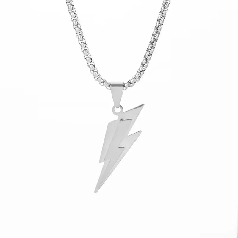 Stainless Steel Delicate Double Layer Lightning Pendant Necklace