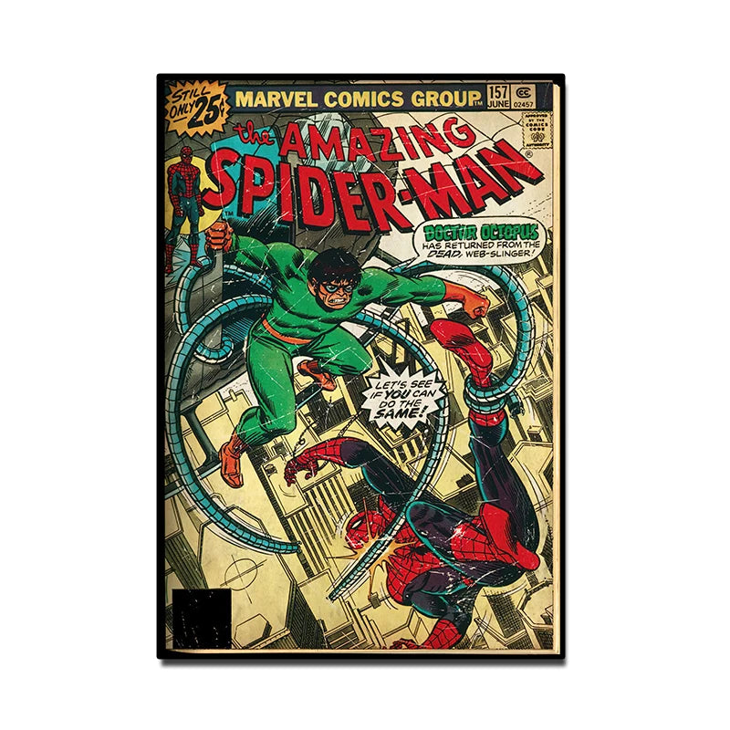 Retro Marvel Super Hero Decorative Painting Anime Spider Man Art Poster