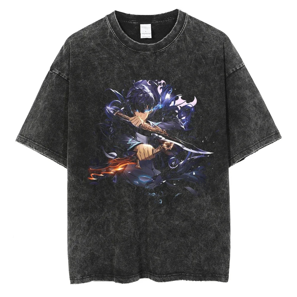 Solo Leveling Pure Cotton T-shirts Manga Streetwear Summer